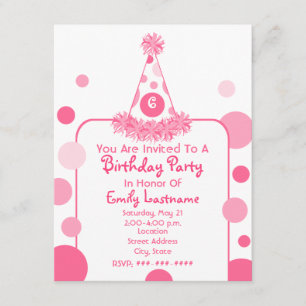 Convite Bolinhas rosa - Festa de aniversário que convida