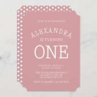 Bolinhas Rosa Mínima Moderna Primeiro Aniversário