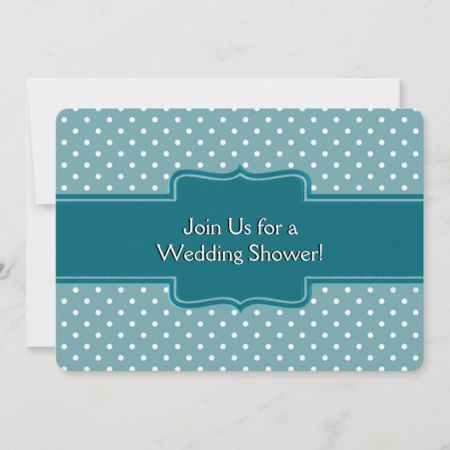 Convite Bolinhas Teais de Chás de casamento Personalizadas (Frente)