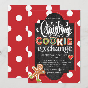 Convite Bolinhas Vermelha do Feriado Cookie Exchange