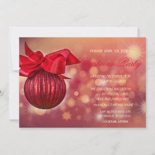 Convite Bolinhas Vermelhas de Natal Empresa Bokeh