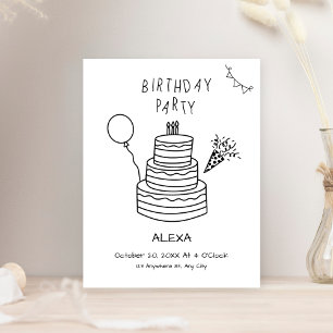 Convite Bolinho de aniversário feito pela mão divertida
