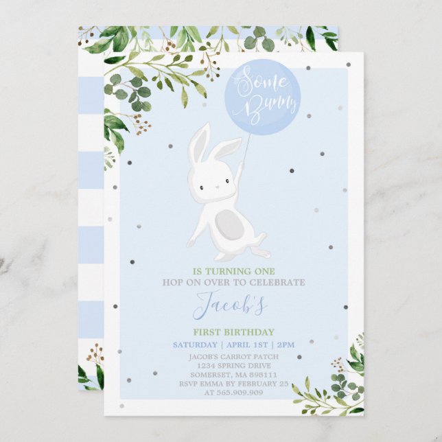 Convite Bolny Birthday Convoca Um Aniversário Coelhinho (Frente/Verso)