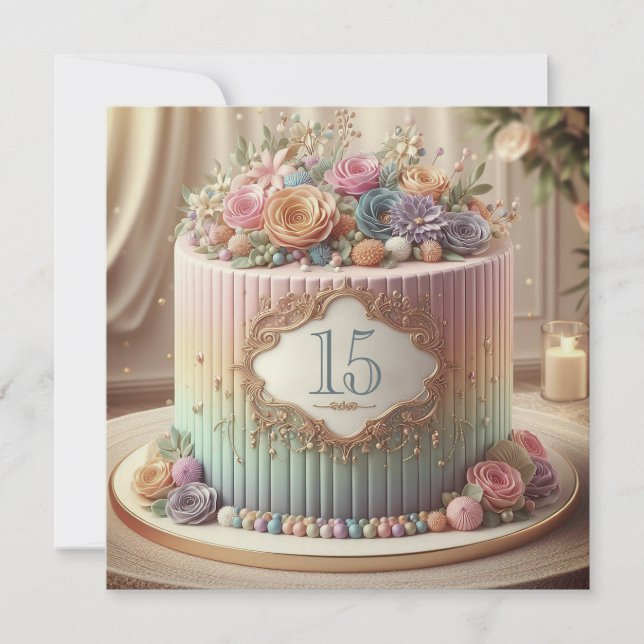 CONVITE BOLO ANIVERSÁRIO DE CASAMENTO EDITÁVEL COLORIDO (Frente)