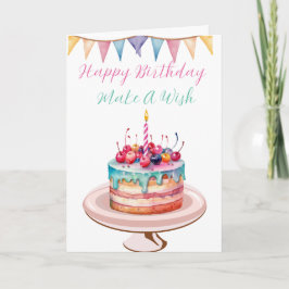 Convite Bolo Colorido de Aniversário "Dê um Desejo"