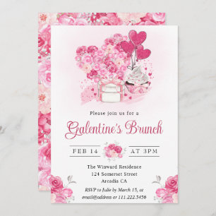 Convite Bolo d'água e presentes Galentine Brunch