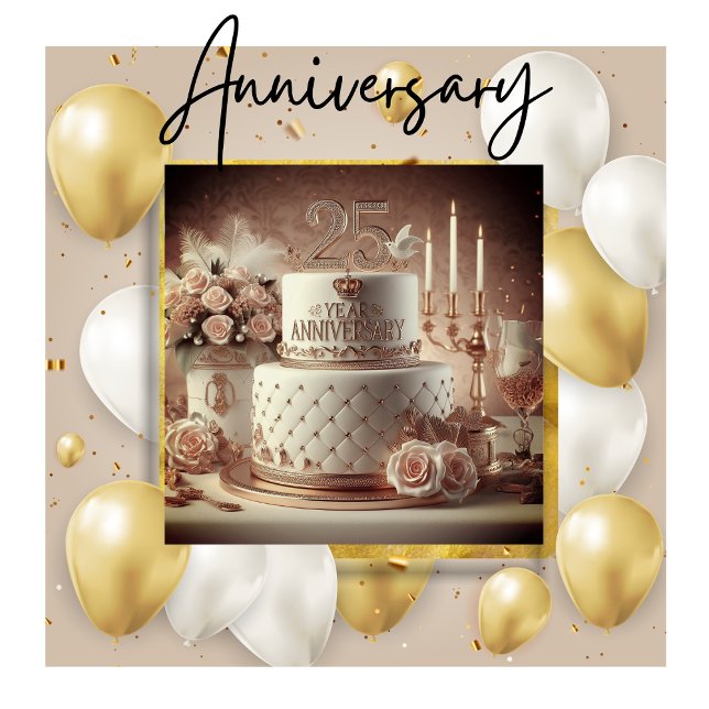 CONVITE BOLO DE 25º ANIVERSÁRIO DE CASAMENTO GRACIOSO (Criador carregado)