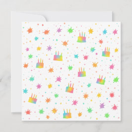 Convite Bolo de Aniversário Aquarela Arco-íris Pintura Col