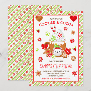 Convite Bolo de Aniversário Biscoitos de Natal e Cacau Ver