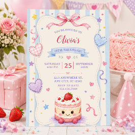 Convite Bolo de Aniversário Caprichoso Custom Colorido Fes