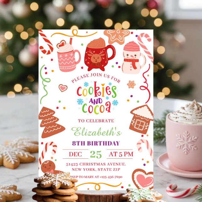 Convite Bolo de Aniversário com Biscoitos de Natal e Cacau (Criador carregado)