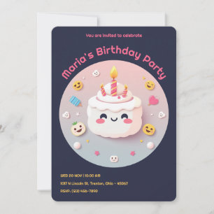 Convite Bolo de aniversário com Emojis e Velas
