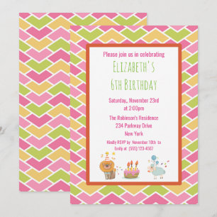 Convite Bolo de Aniversário com Leão de Festa e Ovelhas 