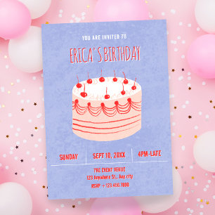 Convite Bolo de aniversário com letra bonita