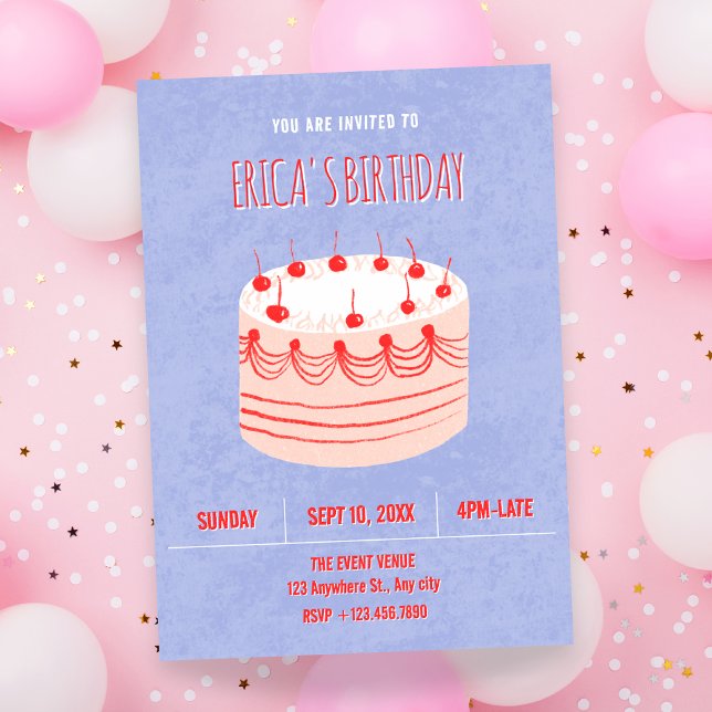 Convite Bolo de aniversário com letra bonita (Criador carregado)