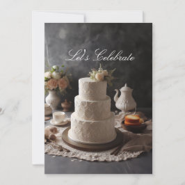 CONVITE BOLO DE ANIVERSÁRIO COM TOPO FLORAL DE RENDAS ELEG