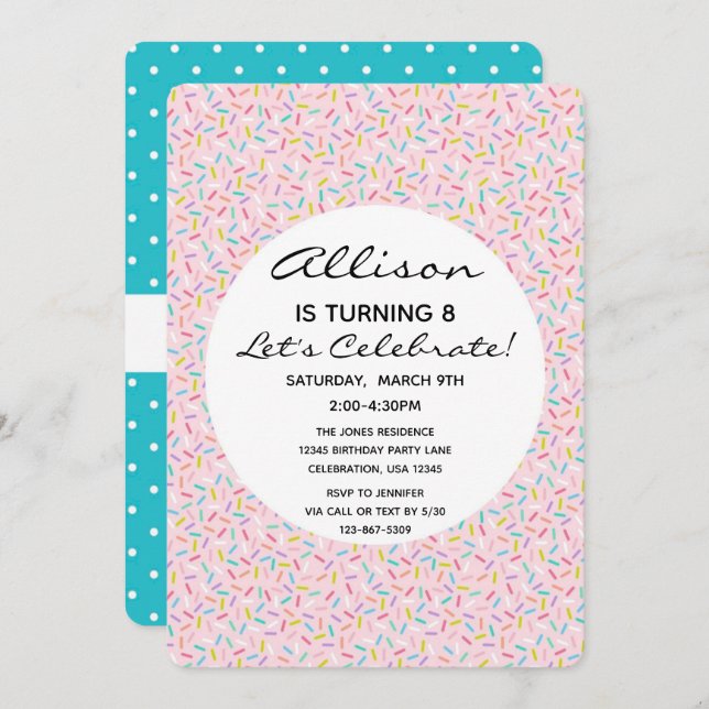 Convite Bolo de Aniversário da Cupcake Sprikle (Frente/Verso)