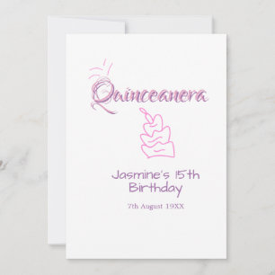 Convite bolo de aniversário de 15 anos da quinceanera roxo