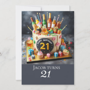 CONVITE BOLO DE ANIVERSÁRIO DE 21 ANOS DIVERTIDO, CELEBRAÇ
