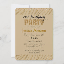 Convite Bolo de Aniversário de 21 anos em Creme com Estamp