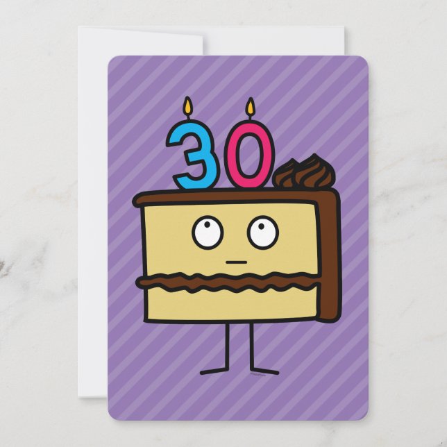 Convite Bolo de aniversário de 30 anos com Velas (Frente)