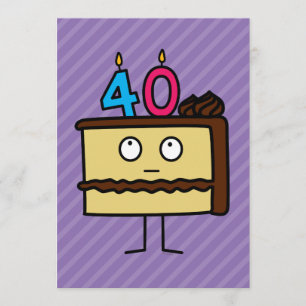 Convite Bolo de aniversário de 40 anos com Velas Chocolate