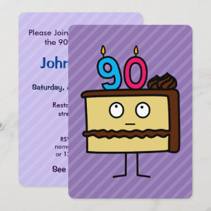 Convite Bolo de aniversário de 90 com velas