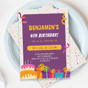 Convite Bolo De Aniversário De Crianças E Presentes Design