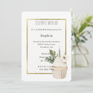 Convite Bolo de Aniversário de Flor de Hibisco Folhas Trop