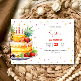 Convite Bolo de aniversário de frutas