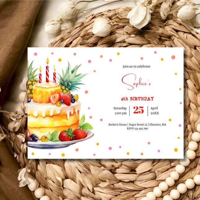 Convite Bolo de aniversário de frutas (Criador carregado)