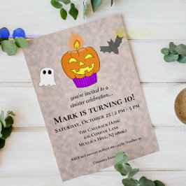 Convite Bolo de Aniversário de Halloween com Celebração Si