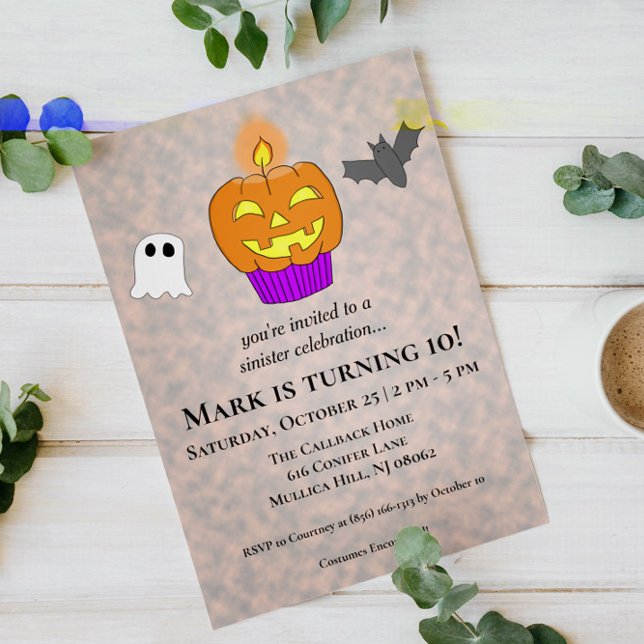 Convite Bolo de Aniversário de Halloween com Celebração Si (Criador carregado)