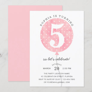 Convite Bolo de Aniversário de Menina Rosa Moderno Fofo