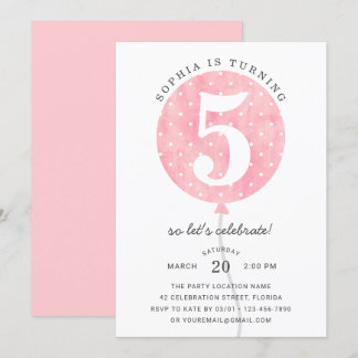 Convite Bolo de Aniversário de Menina Rosa Moderno Fofo