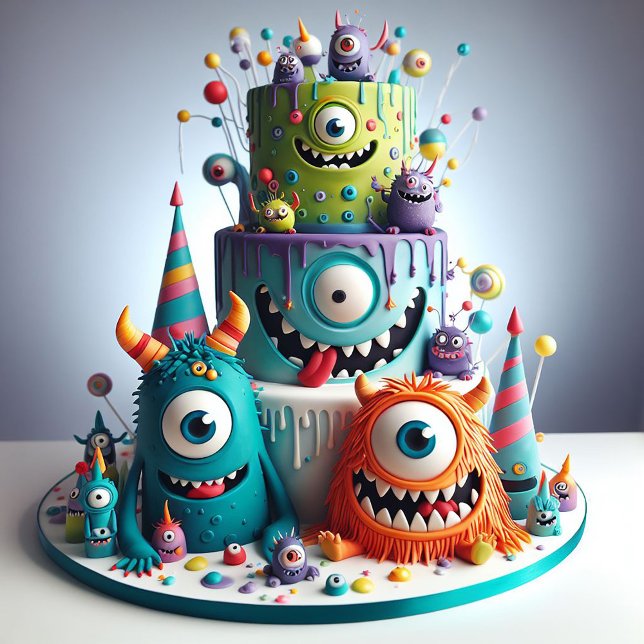 Convite Bolo de Aniversário de Monstro Louco Esquisito e E (Wacky Monsters Birthday Invitation)