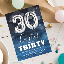 Convite Bolo de Aniversário de Trinta Prata Balão | Festa