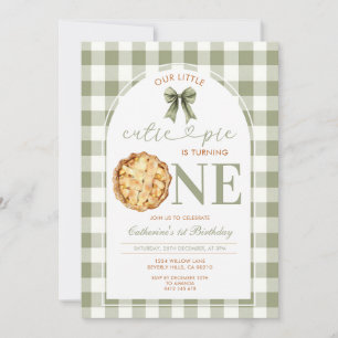 Convite Bolo de Aniversário de Um Ano Cutie Pie em Xadrez