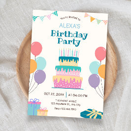 Convite Bolo de aniversário divertido
