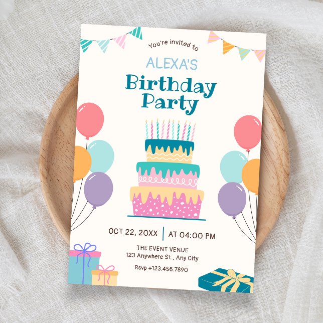 Convite Bolo de aniversário divertido (Criador carregado)