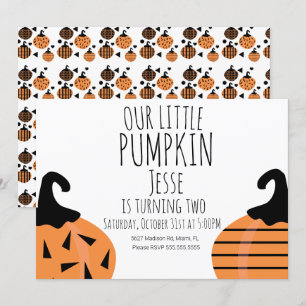 Convite Bolo de Aniversário do Pequeno Halloween Moderno d