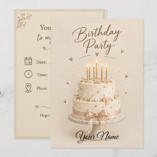 Convite Bolo de Aniversário Elegante