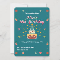 Bolo de aniversário festivo com velas e ícones