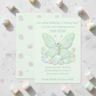 Convite Bolo de Aniversário Infantil Borboleta Marshmallow