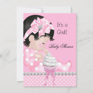 Convite Bolo De Aniversário Menina Lindo Rosa Pontos Cupca