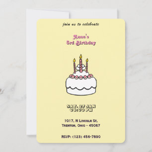 Convite Bolo de Aniversário Simples de Pastel com Velas