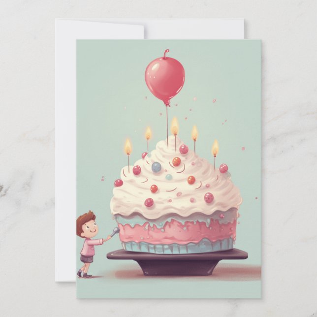 Convite Bolo de aniversário, sorvete, aniversário (Frente)