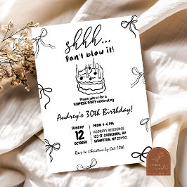 Convite Bolo de Aniversário Surpresa com Laço Preto Desenh