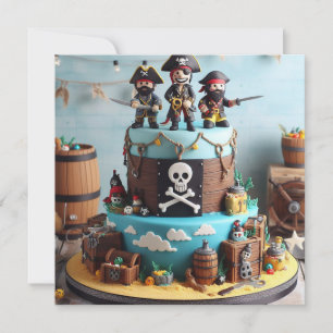 CONVITE BOLO DE ANIVERSÁRIO TEMÁTICO DE TRÊS PIRATAS DIVER