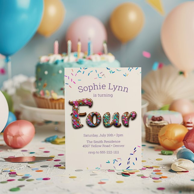 Convite Bolo de Biscoito de Quarto aniversário (Criador carregado)